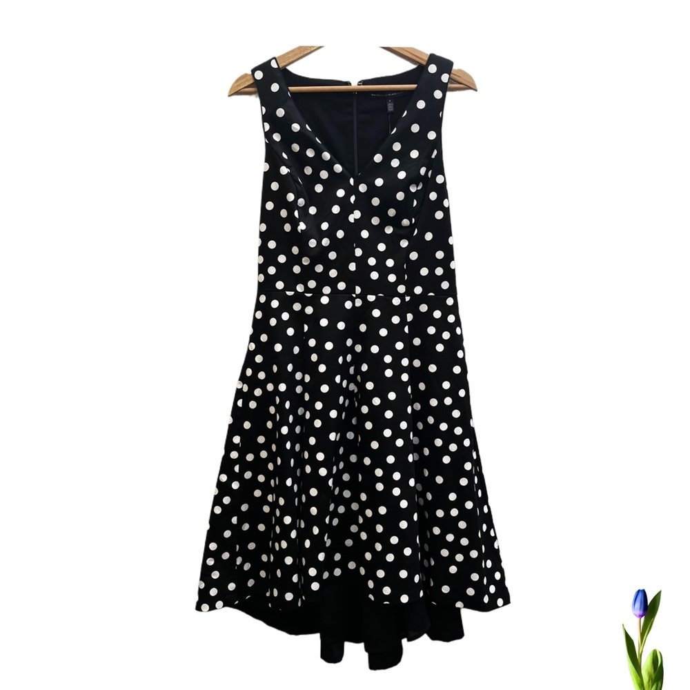 White House Black Market Spring Wedding Guest Dress Black and White Polka Dots